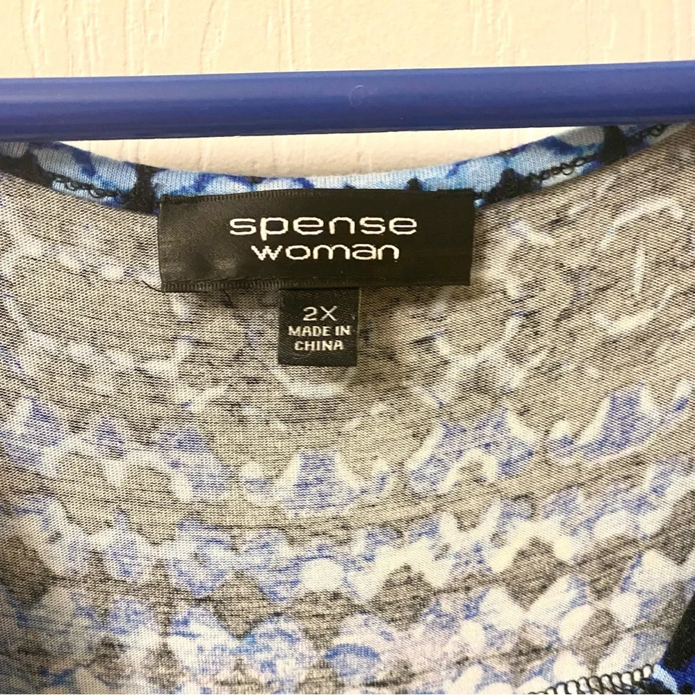 Spense Plus Size Blue Sleeveless V Neck Dress - Picture 4 of 8